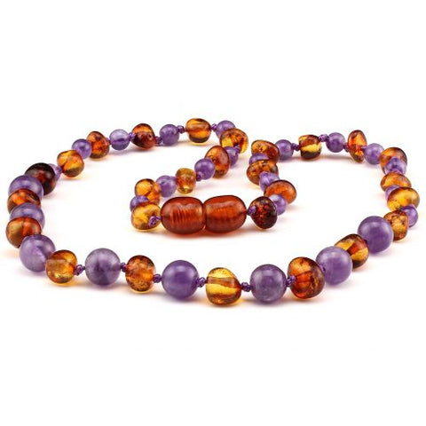 Baby Necklace - Amethyst / Honey amber