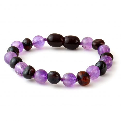 Baby Bracelet -  Amethyst / Cherry amber