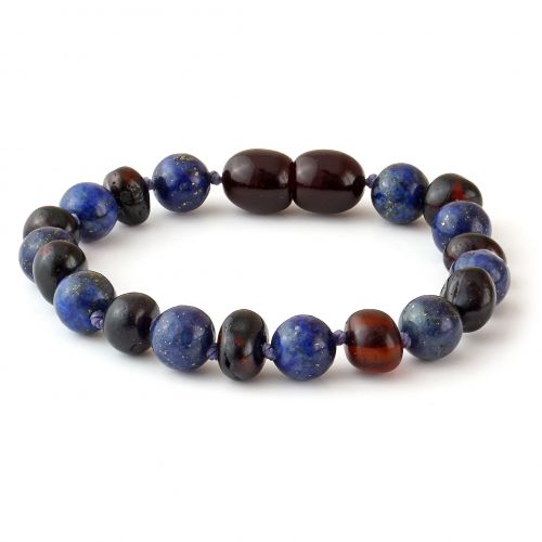 Baby Bracelet -  Lapis Lazuli & Cherry amber