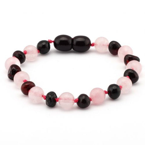 Baby Bracelet -  Rose Quartz / Cherry amber