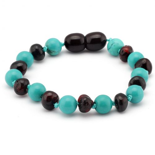 Baby Bracelet -  Turquoise / Cherry amber