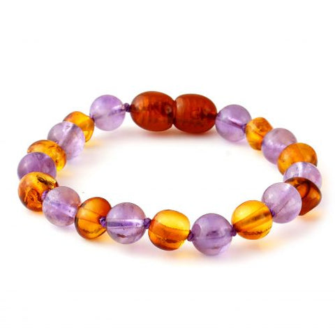 Baby Bracelet -  Amethyst / Honey amber