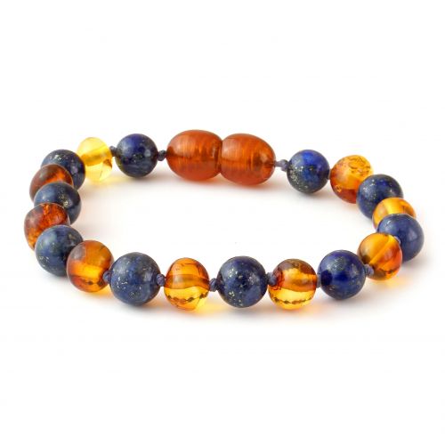 Baby Bracelet -  Lapis Lazuli & Honey amber