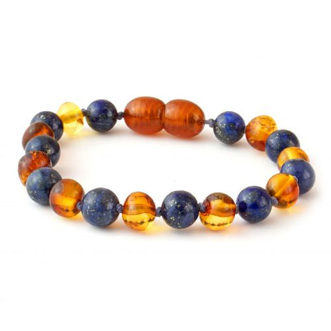 Baby Bracelet -  Lapis Lazuli & Honey amber