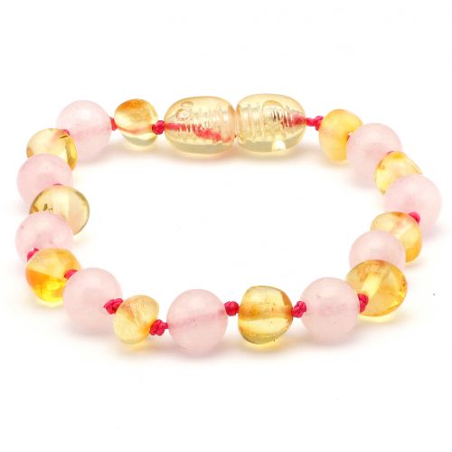 Baby Bracelet -  Rose Quartz / Lemon amber