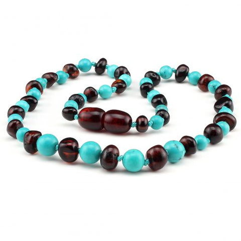 Baby Necklace - Turquoise / Cherry amber
