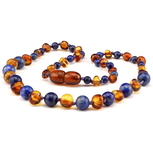 Baby Necklace - Lapis Lazuli / Honey amber