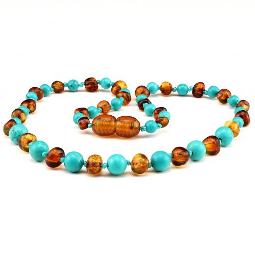 Baby Necklace - Turquiose / Honey amber