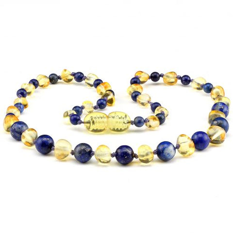 Baby Necklace - Lapis Lazuli / Lemon amber